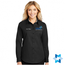 "EMBROIDERED BCHA LOGO" BLACK LADIES LONG SLEEVE EASY CARE SHIRT