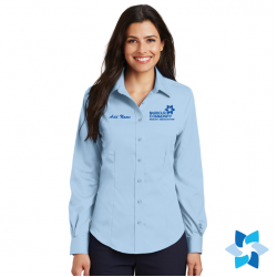 "EMBROIDERED BCHA LOGO" SKYBLUE LADIES TWILL LONG SLEEVE BUTTON UP