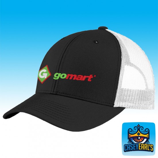 Gomart STC39 Black White Sport-Tek Yupoong Retro Trucker Cap